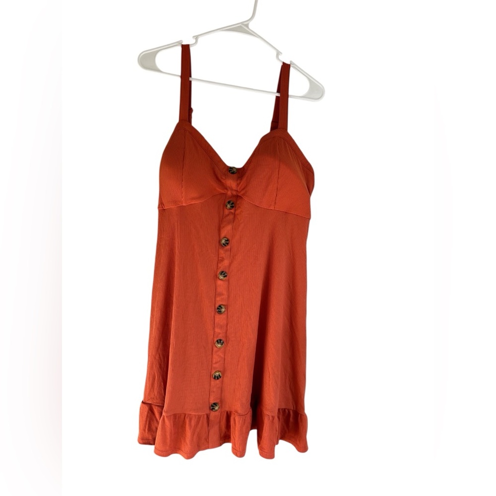 No Boundaries Orange Button-Down Dress